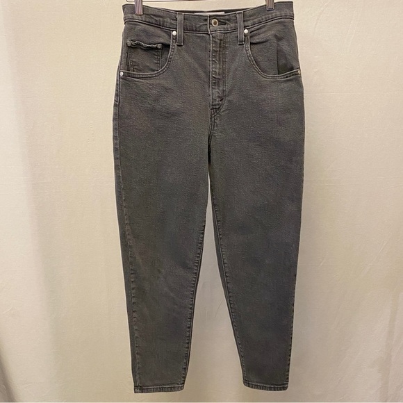 Levi’s 30 (US 10/11) Mom Jeans Silver Tab Gray High Rise Womens Stretch Tapered - Picture 13 of 15